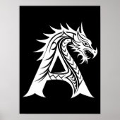 Dragon Styled Letter A, Dragon Alphabet, Monogram Poster (Vorne)