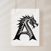 Dragon Styled Letter A, Dragon Alphabet, Monogram Poster