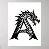 Dragon Styled Letter A, Dragon Alphabet, Monogram Poster (Vorne)