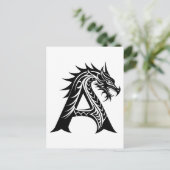 Dragon Styled Letter A, Dragon Alphabet, Monogram Postkarte (Stehend Vorderseite)