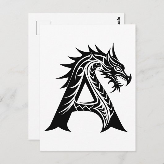 Dragon Styled Letter A, Dragon Alphabet, Monogram Postkarte (Vorne/Hinten)