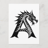 Dragon Styled Letter A, Dragon Alphabet, Monogram Postkarte (Vorderseite)