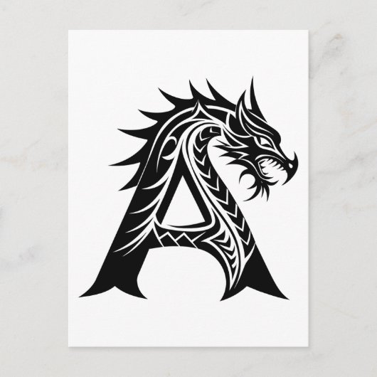 Dragon Styled Letter A, Dragon Alphabet, Monogram Postkarte (Vorderseite)