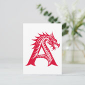 Dragon Styled Letter A, Dragon Alphabet, Monogram Postkarte (Stehend Vorderseite)