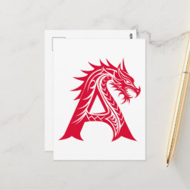 Dragon Styled Letter A, Dragon Alphabet, Monogram Postkarte