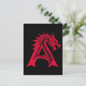 Dragon Styled Letter A, Dragon Alphabet, Monogram Postkarte (Stehend Vorderseite)