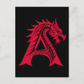 Dragon Styled Letter A, Dragon Alphabet, Monogram Postkarte (Vorderseite)