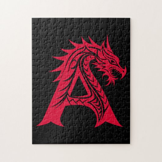 Dragon Styled Letter A, Dragon Alphabet, Monogram Puzzle (Vertikal)