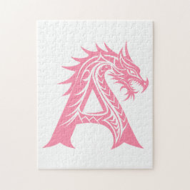 Dragon Styled Letter A, Dragon Alphabet, Monogram Puzzle