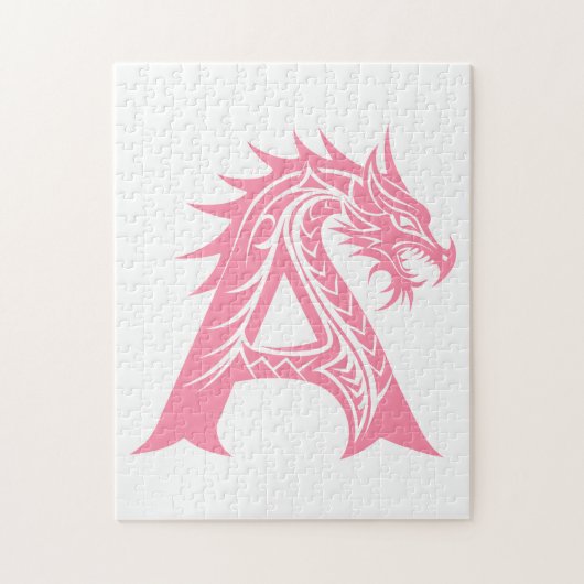 Dragon Styled Letter A, Dragon Alphabet, Monogram Puzzle (Vertikal)