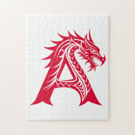 Dragon Styled Letter A, Dragon Alphabet, Monogram Puzzle
