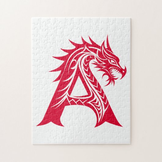 Dragon Styled Letter A, Dragon Alphabet, Monogram Puzzle (Vertikal)