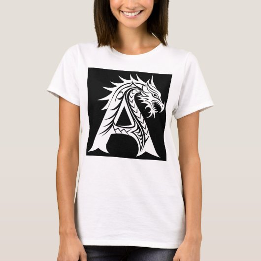 Dragon Styled Letter A, Dragon Alphabet, Monogram T-Shirt (Vorderseite)