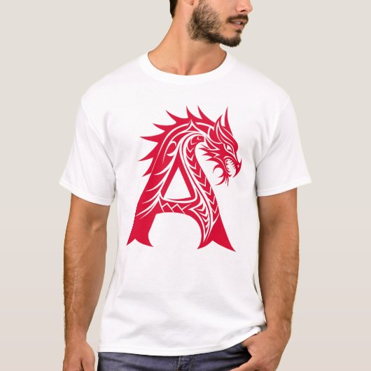 Dragon Styled Letter A, Dragon Alphabet, Monogram T-Shirt (Vorderseite)