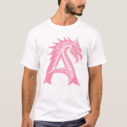 Dragon Styled Letter A, Dragon Alphabet, Monogram T-Shirt (Vorderseite)