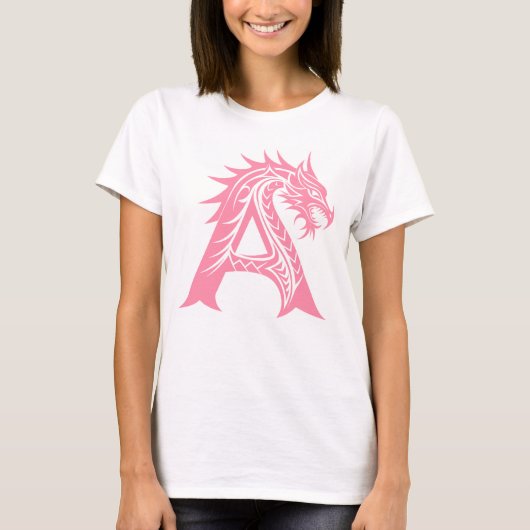 Dragon Styled Letter A, Dragon Alphabet, Monogram T-Shirt (Vorderseite)