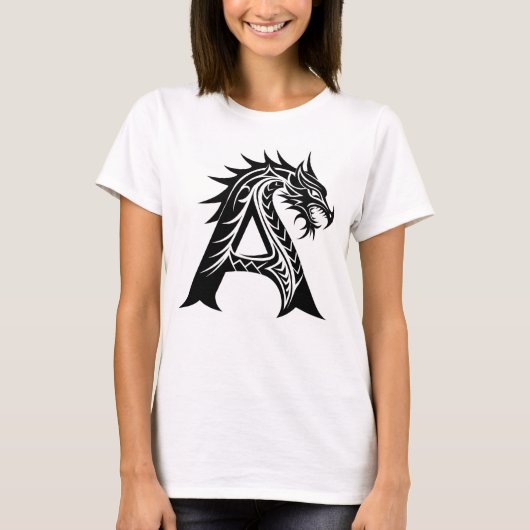 Dragon Styled Letter A, Dragon Alphabet, Monogram T-Shirt (Vorderseite)
