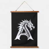 Dragon Styled Letter A, Dragon Alphabet, Monogram Wandteppich Mit Holzrahmen (Vorderseite)