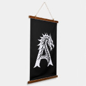 Dragon Styled Letter A, Dragon Alphabet, Monogram Wandteppich Mit Holzrahmen (Gewinkelt)