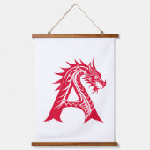Dragon Styled Letter A, Dragon Alphabet, Monogram Wandteppich Mit Holzrahmen (Vorderseite)