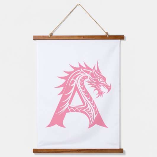 Dragon Styled Letter A, Dragon Alphabet, Monogram Wandteppich Mit Holzrahmen (Vorderseite)