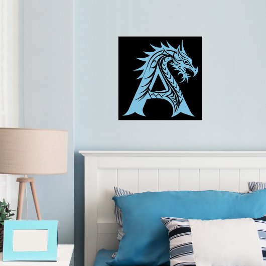 Dragon Styled Letter A, Dragon Alphabet, Monogramm Foliendrucke (In Situ (Schlafzimmer))