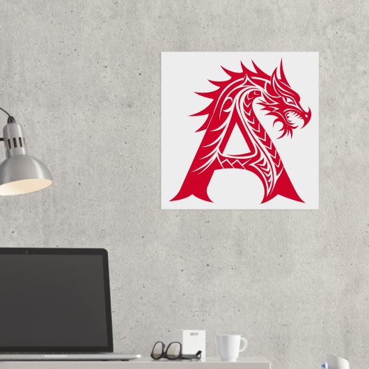 Dragon Styled Letter A, Dragon Alphabet, Monogramm Foliendrucke (In Situ (Schreibtisch 2))