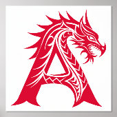 Dragon Styled Letter A, Dragon Alphabet, Monogramm Foliendrucke (Vorderseite)