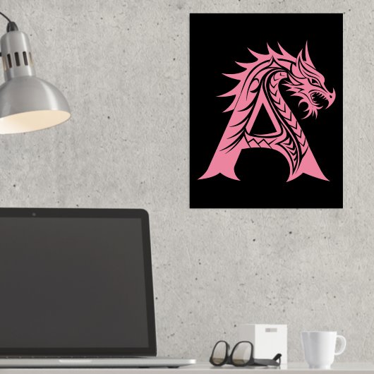 Dragon Styled Letter A, Dragon Alphabet, Monogramm Foliendrucke (In Situ (Schreibtisch))