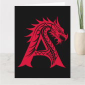 Dragon Styled Letter A, Dragon Alphabet, Monogramm Karte (Vorderseite)