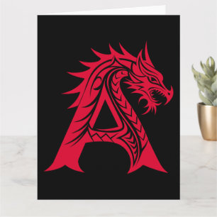 Dragon Styled Letter A, Dragon Alphabet, Monogramm Karte
