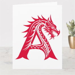 Dragon Styled Letter A, Dragon Alphabet, Monogramm Karte