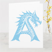 Dragon Styled Letter A, Dragon Alphabet, Monogramm Karte (Gelbe Blume)