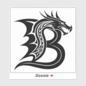 Dragon Styled Letter B, Dragon Alphabet, Monogram Aufkleber (Blatt)