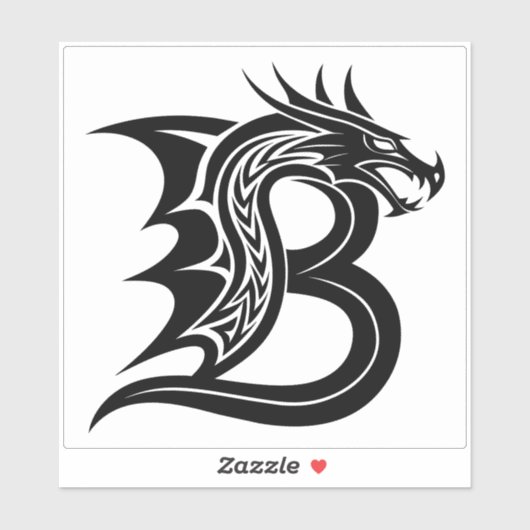 Dragon Styled Letter B, Dragon Alphabet, Monogram Aufkleber (Blatt)