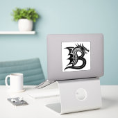 Dragon Styled Letter B, Dragon Alphabet, Monogram Aufkleber (Laptop auf Schreibtisch)