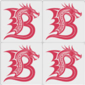 Dragon Styled Letter B, Dragon Alphabet, Monogram Aufkleber (Vorderseite)