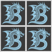 Dragon Styled Letter B, Dragon Alphabet, Monogram Aufkleber (Vorderseite)