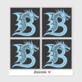 Dragon Styled Letter B, Dragon Alphabet, Monogram Aufkleber (Blatt)