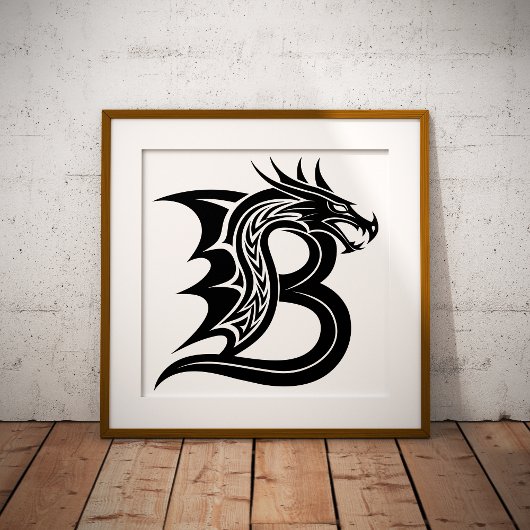 Dragon Styled Letter B, Dragon Alphabet, Monogram Fotodruck