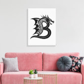 Dragon Styled Letter B, Dragon Alphabet, Monogram Leinwanddruck (Insitu (Wohnzimmer))
