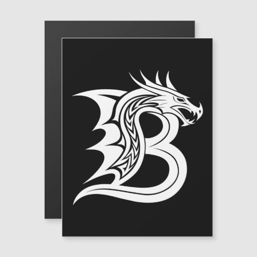 Dragon Styled Letter B, Dragon Alphabet, Monogram Magneteinladung (Vorne/Hinten)