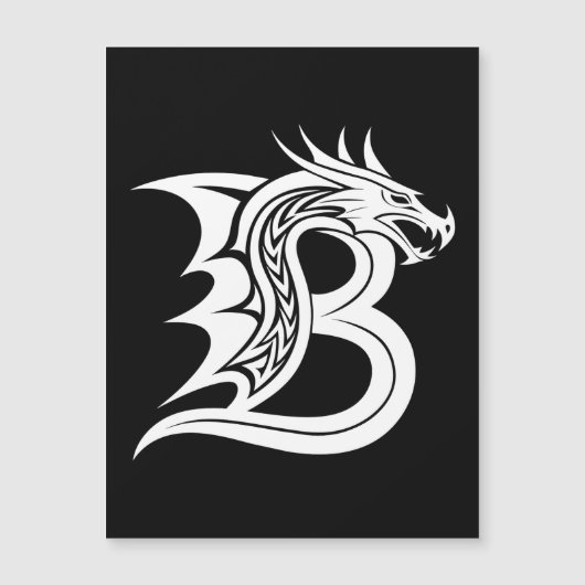 Dragon Styled Letter B, Dragon Alphabet, Monogram Magneteinladung (Vorderseite)