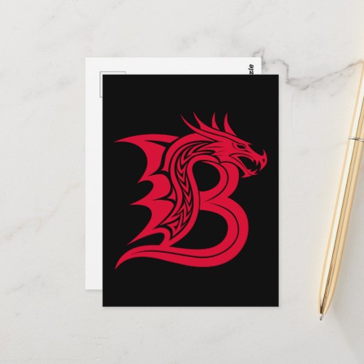 Dragon Styled Letter B, Dragon Alphabet, Monogram Postkarte (Vorderseite/Rückseite Beispiel)