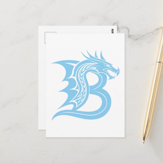 Dragon Styled Letter B, Dragon Alphabet, Monogram Postkarte (Vorderseite/Rückseite Beispiel)