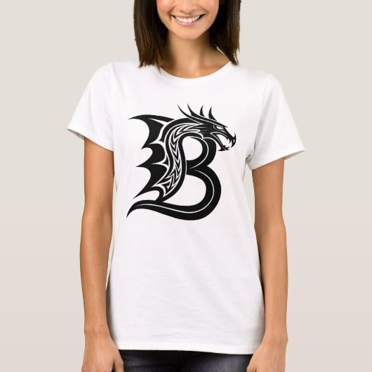 Dragon Styled Letter B, Dragon Alphabet, Monogram T-Shirt (Vorderseite)