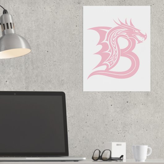 Dragon Styled Letter B, Dragon Alphabet, Monogramm Foliendrucke (In Situ (Schreibtisch))
