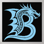 Dragon Styled Letter B, Dragon Alphabet, Monogramm Foliendrucke (Vorderseite)