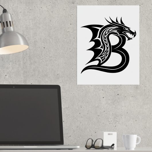 Dragon Styled Letter B, Dragon Alphabet, Monogramm Foliendrucke (In Situ (Schreibtisch))