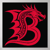Dragon Styled Letter B, Dragon Alphabet, Monogramm Foliendrucke (Vorderseite)